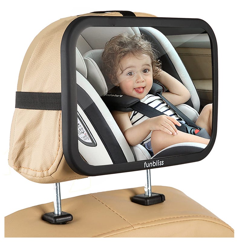 Funbliss Baby Car Mirror Most Stable Backseat Mirror with Premium Matte Finish-Super Clear PMMA Material Mirror-Safe  Secure and Shatterproof Black - Image 1